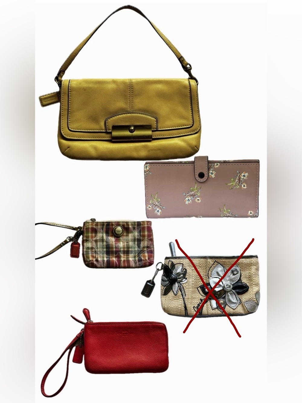 Coach Set 🔥🔥 Yellow Leather Shoulder Bag, Floral wallet and wrislet wallets